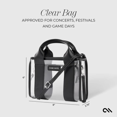 Case-Mate Micro Tote Bag - Waterproof Shoulder Bag (Midnight Black/Clear)