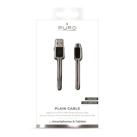 PURO Plain Cable - Câble de connexion USB vers Micro USB, 1A, 1 m (noir)