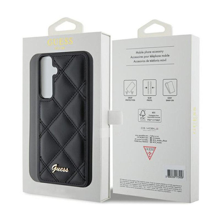 Guess Quilted Metal Logo - pouzdro pro Samsung Galaxy S23 FE (černé)