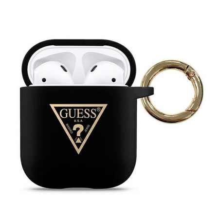 Guess szilikon háromszög logó - Airpods tok (fekete)