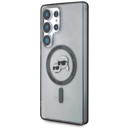 Karl Lagerfeld Button Karl & Choupette Heads Printed Logo MagSafe - Pouzdro pro Samsung Galaxy S25 Ultra (Černé)