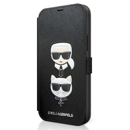 Karl Lagerfeld Booktype Saffiano Karl & Choupette Heads - iPhone 12 Pro Max Case (black)