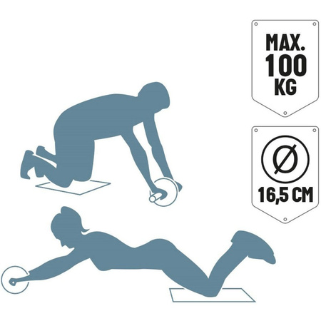 Umbro - Doppel-Rad Bauchmuskelroller mit Matte (Rot)