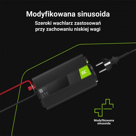 Green Cell - Měnič napětí 24V na 230V 500W/1000W Modifikovaná sinusoida