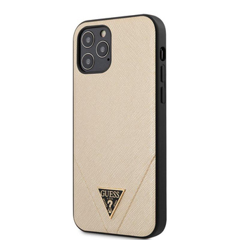 Guess Saffiano V - Etui iPhone 12 / iPhone 12 Pro (złoty)