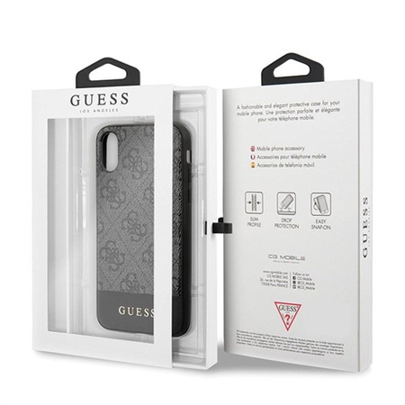 Guess 4G Bottom Stripe Kollektion - iPhone Xs / X Tasche (grau)