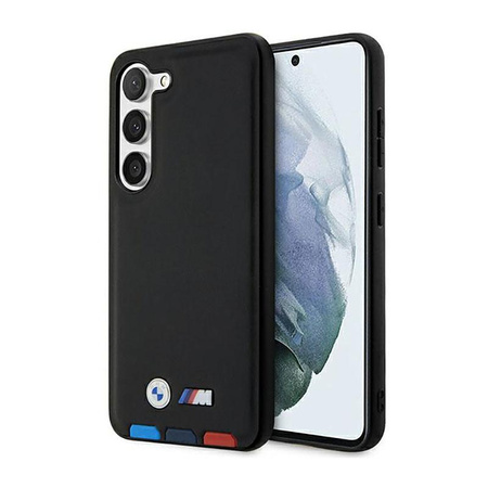 BMW Leather Hot Stamp Tricolor - pouzdro pro Samsung Galaxy S23+ (černé)