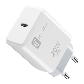Cellularline - Chargeur secteur USB-C Power Delivery 20W (Conçu pour Apple) (blanc)