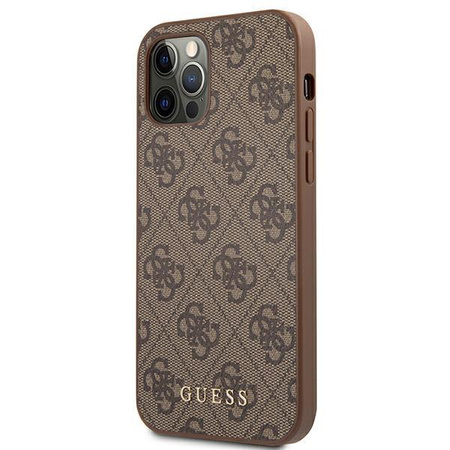 Guess 4G Metal Gold Logo - Coque iPhone 12 / iPhone 12 Pro (marron)