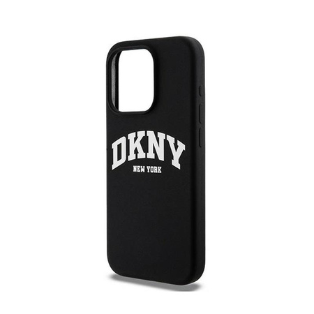 DKNY Liquid Silicone fehér nyomtatott logóval ellátott MagSafe - iPhone 13 Pro tok (fekete)