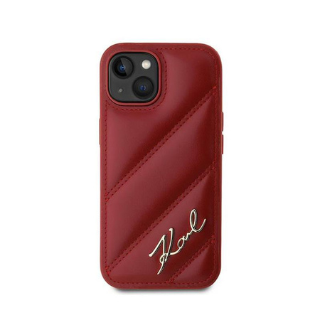 Karl Lagerfeld Diagonal Quilted Script - Etui iPhone 15 / 14 / 13 (rouge)