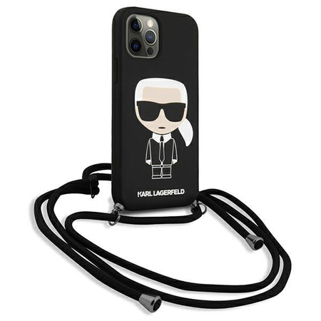 Karl Lagerfeld Fullbody Silicone Iconic Cord - Coque iPhone 12 Pro Max (Noir)