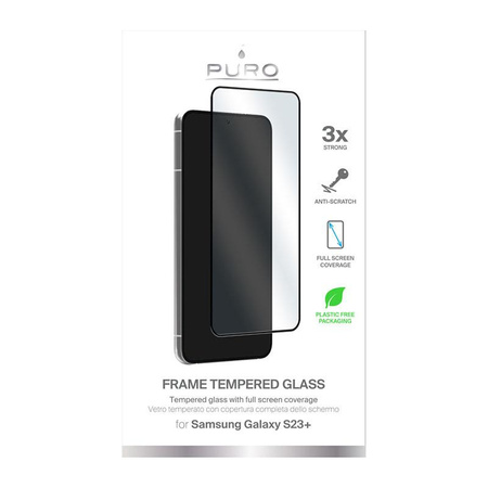 PURO Frame Tempered Glass - Tvrzené ochranné sklo pro Samsung Galaxy S23+ (černý rámeček)