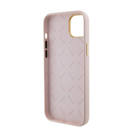 Guess Silicone Logo Strass 4G - Coque iPhone 15 (rose)