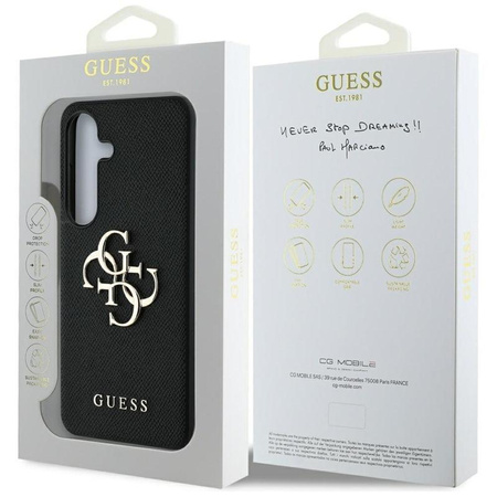 Guess Grained Big 4G Logo Small Classic Logo - étui pour Samsung Galaxy S25+ (noir)