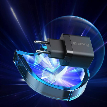 Crong Ultra Compact GaN - Ładowarka sieciowa 35W PD 3.0 2x USB-C (czarny)