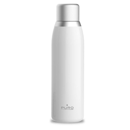 PURO Smart Bottle - Butelka termiczna 500ml INOX z inteligentną nakrętka LED (White)