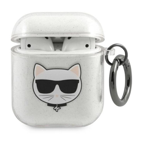 Karl Lagerfeld Choupette Head Glitter - Airpods tok (ezüst)