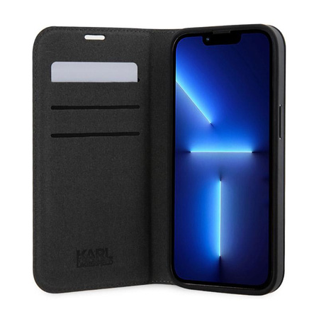 Karl Lagerfeld Booktype Saffiano Monogram - iPhone 14 Pro Max tok (Ezüst)