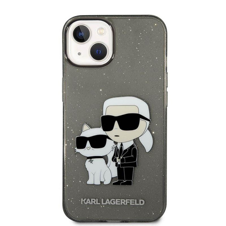 Karl Lagerfeld IML Glitter NFT Karl & Choupette - Hülle für iPhone 14 Plus (Schwarz)