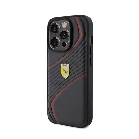 Ferrari Twist Metal Logo - pouzdro pro iPhone 15 Pro (černé)