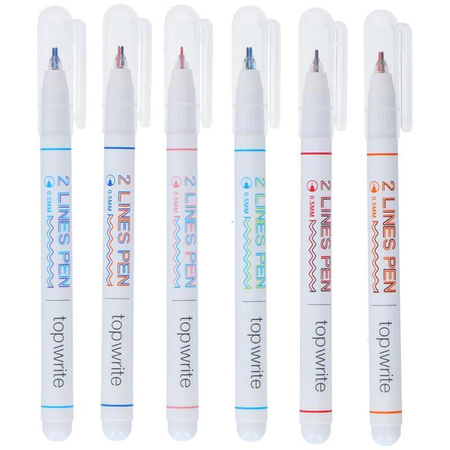 Topwrite - Double line ballpoint pen set of 6 items