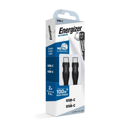 Energizer Ultimate - Câble de connexion USB-C à USB-C 100W 2m (Noir)