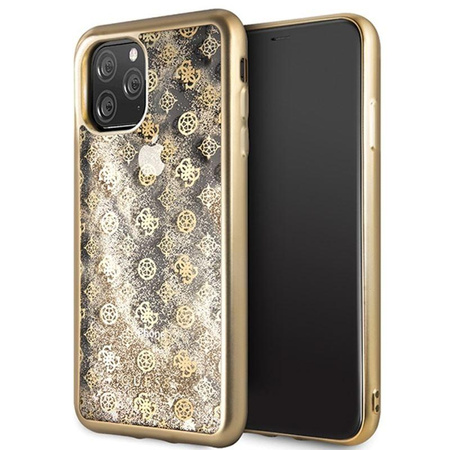 Guess 4G Peony Liquid Glitter - iPhone 11 Pro Max Hülle (Gold)