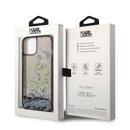 Karl Lagerfeld Liquid Glitter Round RSG Logo Case - pouzdro pro iPhone 14 (černé)