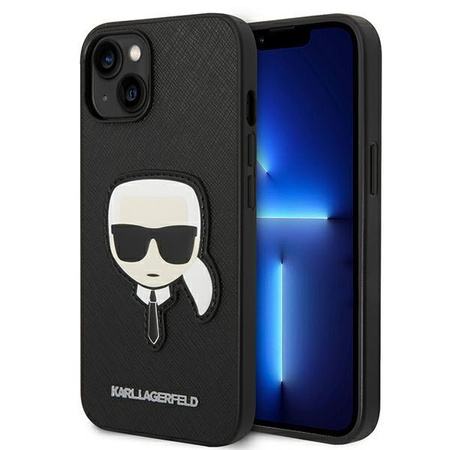 Karl Lagerfeld Saffiano Karl Head Patch Case - iPhone 14 Case (black)