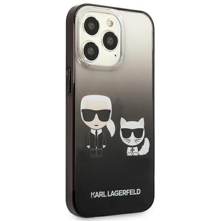 Karl Lagerfeld Gradient Ikonik Karl & Choupette - Coque iPhone 13 Pro (noir)