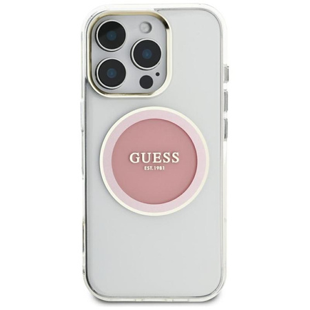 Guess IML Metal Coloured Circle Classic Logo MagSafe - étui pour iPhone 16 Pro Max (rose)