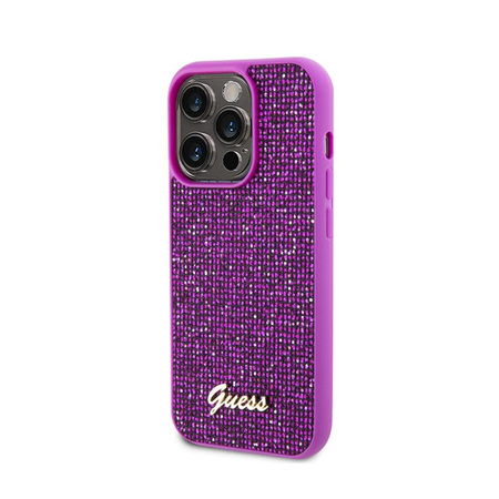 Guess Disco Metal Script - Case for iPhone 15 Pro (Fuchsia)