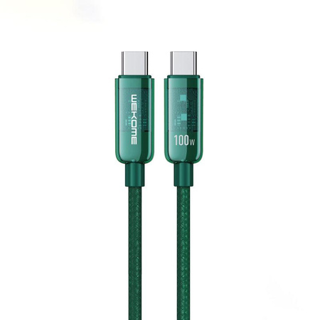 WEKOME WDC-193 Vanguard sorozat - USB-C és USB-C szupergyors töltő csatlakozókábel 100W 1 m (zöld)
