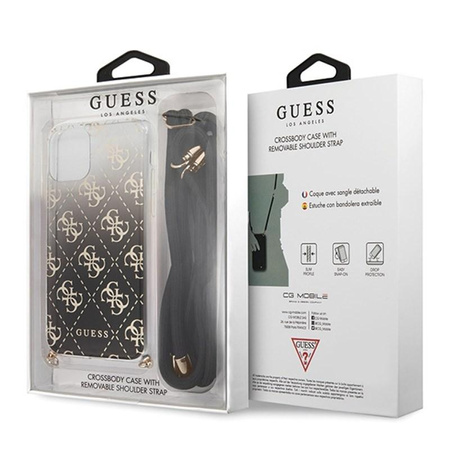 Guess 4G Gradient Hard Case - pouzdro s odnímatelnou šňůrkou na iPhone 11 Pro (černé)