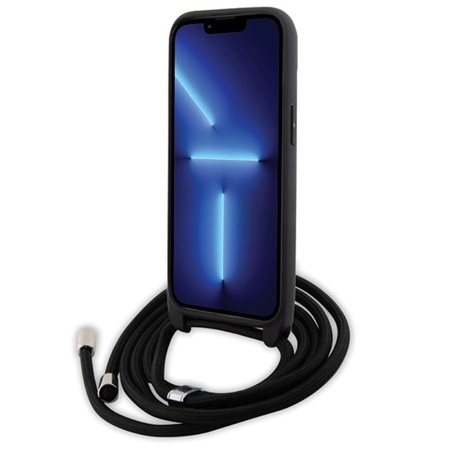 Karl Lagerfeld Crossbody Saffiano Monogram Ikonik Metal Pin - pouzdro pro iPhone 15 (černé)