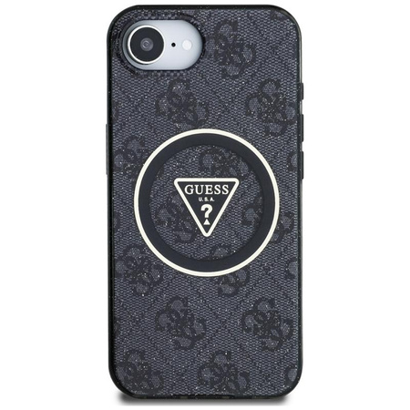 Guess IML Metal Glitter 4G Circle Triangle MagSafe - Case for iPhone 16e (black)