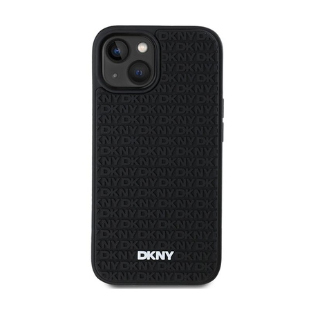 DKNY 3D gumi ismétlődő minta - iPhone 15 / 14 / 13 tok (fekete)