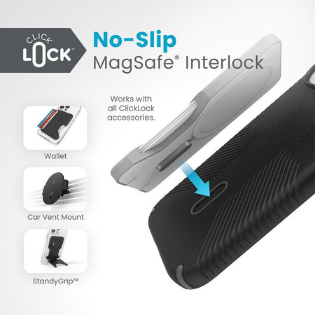 Speck Presidio2 Grip ClickLock & MagSafe - tok iPhone 16e / iPhone 15 / iPhone 14 / iPhone 13 (fekete)