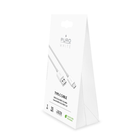 PURO White - Câble de connexion USB-A / USB-C 1 m (blanc)