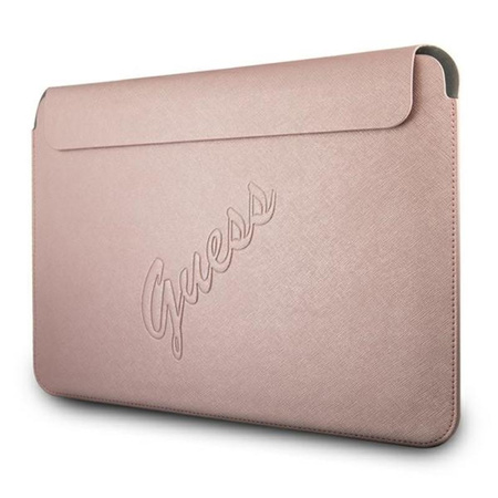 Pouzdro na počítač Guess Saffiano Script - 13" pouzdro na notebook (růžové)