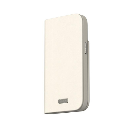 Moshi Overture MagSafe - Étui 3-en-1 en cuir avec coque rabattable iPhone 15 (Eggnog White)