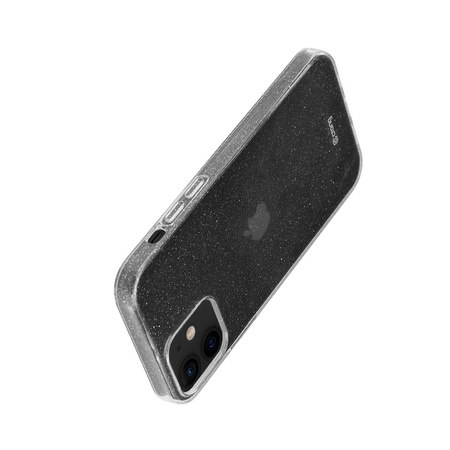 Crong Glitter Case - pouzdro pro iPhone 12 / iPhone 12 Pro (průhledné/stříbrné)