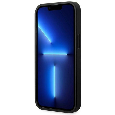 Kožené pouzdro BMW Hot Stamp Tricolor - iPhone 14 Pro (černé)