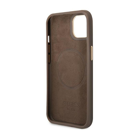 Guess 4G Logo Plate MagSafe - Étui pour iPhone 14 Plus (marron)