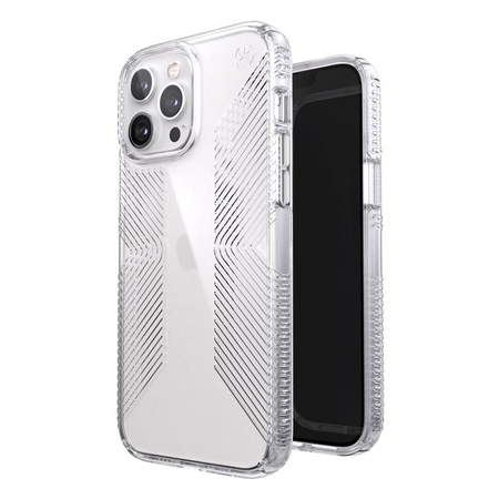 Speck Presidio Perfect-Clear with Grips - pouzdro pro iPhone 13 Pro Max / iPhone 12 Pro Max s povrchovou úpravou MICROBAN (čiré)
