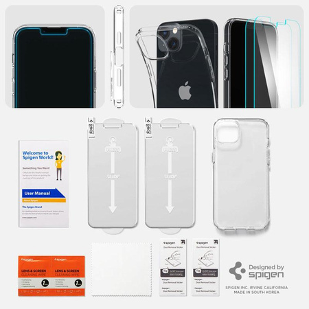Spigen Crystal Pack - sada pouzdra pro iPhone 14 Plus + ochranné sklo (čiré)