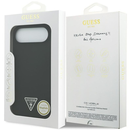 ETUI DO IPHONE AIR do MAGSAFE GUESS CZARNE SILIKONOWE Z MIKROFIBRĄ CASE