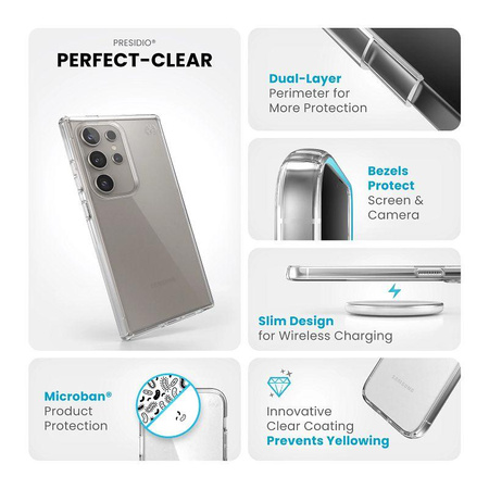 Speck Presidio Perfect-Clear - Custodia per Samsung Galaxy S24 Ultra (trasparente/trasparente)