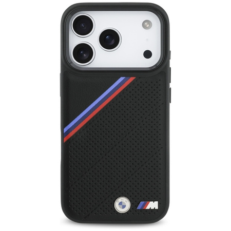 Pouzdro BMW M Tricolor Metal Logo MagSafe pro iPhone 17 Pro (černé)